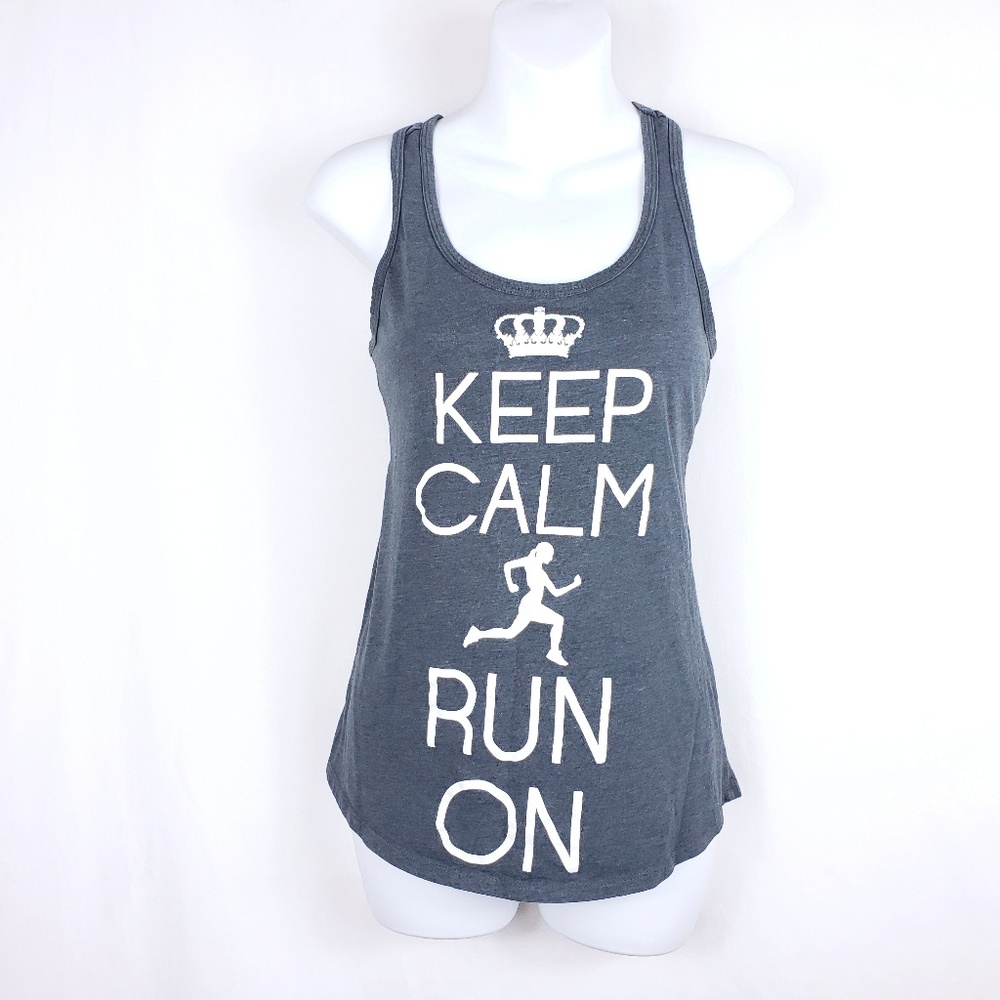 Keep Calm Run On Athletic Racerback Tank Top